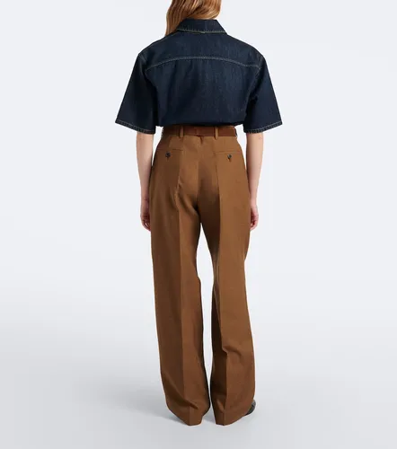 Pleated virgin wool straight pants - Prada - Modalova