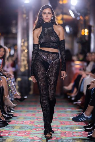Embellished high-rise flared lace pants - Alessandra Rich - Modalova