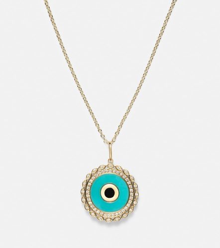 Collana Large Evil Eye in 14kt con diamanti e turchese - Sydney Evan - Modalova