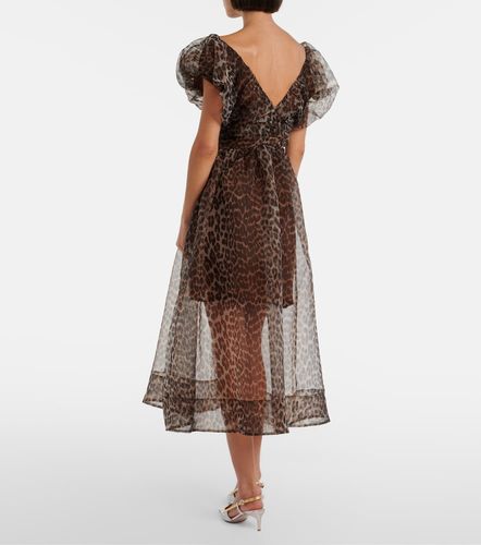 Leopard-print organza midi dress - Ganni - Modalova