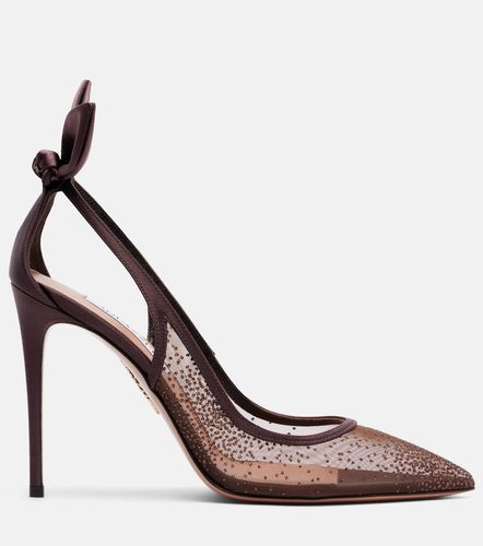 Bow Tie 105 glitter mesh slingback pumps - Aquazzura - Modalova