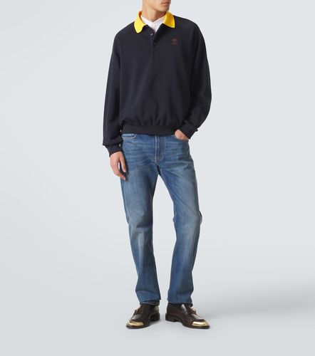 Embroidered cotton jersey polo sweatshirt - Versace - Modalova