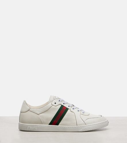 Stretch Web Stripe leather sneakers - Gucci - Modalova