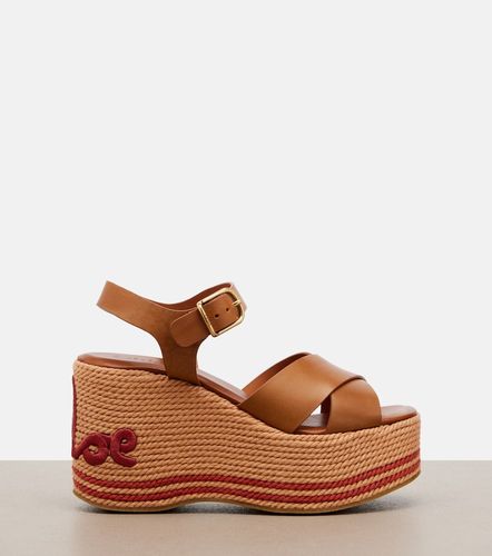 Sand leather wedge sandals - Chloe - Modalova