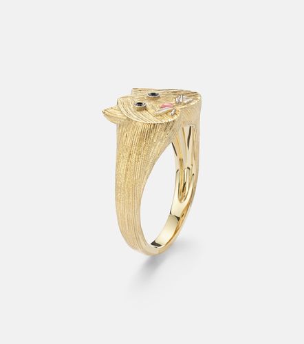 Chevaliere Chaton Mini 9kt ring with black diamonds - Yvonne Leon - Modalova