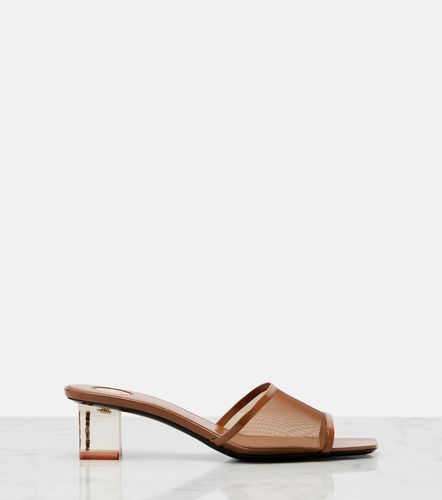 Sip leather-trimmed mesh mules - Saint Laurent - Modalova