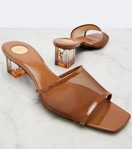 Sip patent leather-trimmed mesh mules - Saint Laurent - Modalova