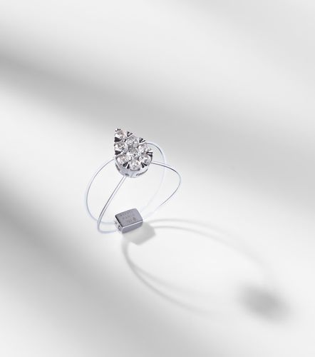 Floating 18kt white gold ring with diamonds - Persee - Modalova