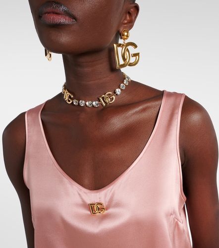 Top DG in raso di misto seta - Dolce&Gabbana - Modalova