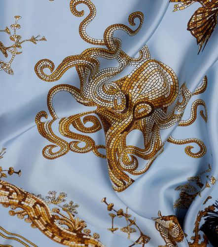 Fringed printed silk twill scarf - La DoubleJ - Modalova