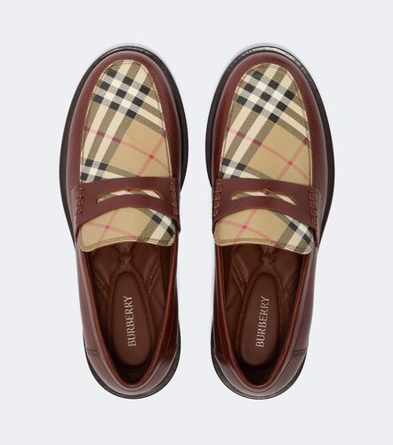 Check leather penny loafers - Burberry - Modalova
