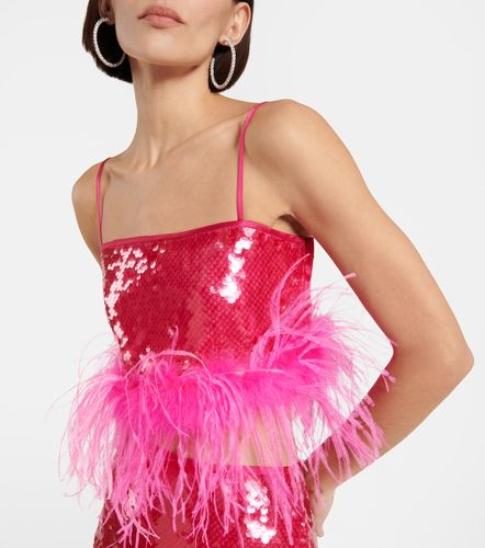 Top cropped con piume e paillettes - Giuseppe di Morabito - Modalova