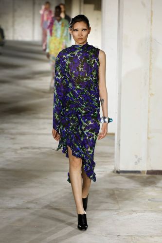 Gonna midi in raso con volant - Dries Van Noten - Modalova