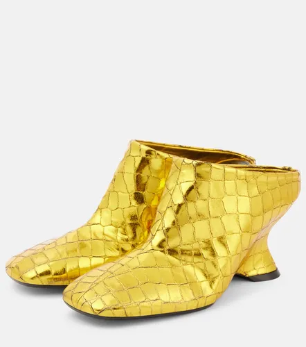 Croc-effect leather wedge mules - Dries Van Noten - Modalova