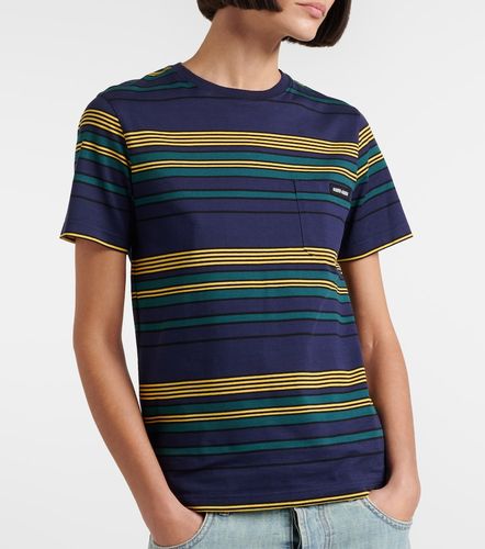 Camiseta de jersey de algodón a rayas - Miu Miu - Modalova