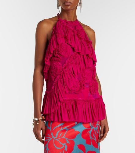 Top con volant e applicazioni floreali - Dries Van Noten - Modalova