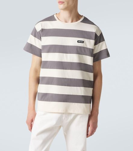 T-shirt in jersey di cotone a righe - Miu Miu - Modalova