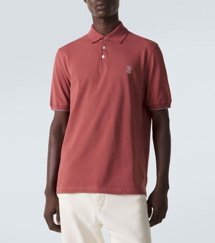 Polo de piqué de algodón con logo - Brunello Cucinelli - Modalova