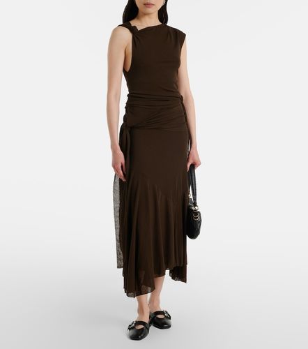 Asymmetric draped mesh midi dress - Ganni - Modalova