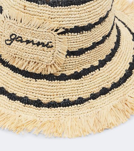 Ganni Striped raffia bucket hat - Ganni - Modalova