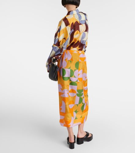 Falda larga de satén de seda estampada - Dries Van Noten - Modalova