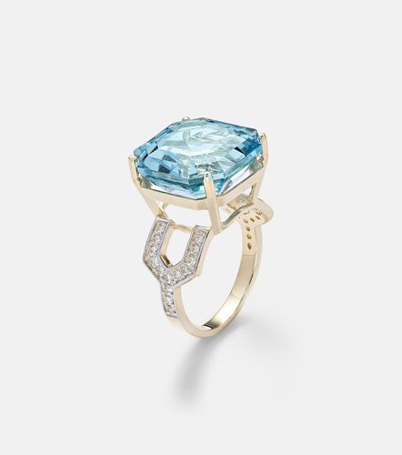 Anillo de oro de 14 ct con topacio y diamantes - Mateo - Modalova