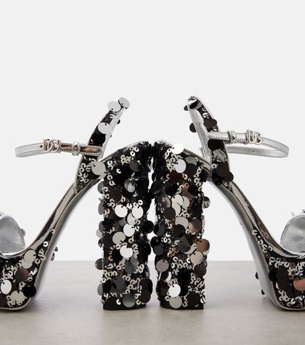 Sequined faux leather platform sandals - Dolce&Gabbana - Modalova