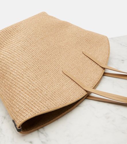 Bolso cesta Large de rafia con piel - Brunello Cucinelli - Modalova