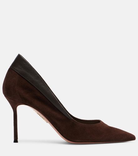 Guanto 85 leather-trimmed suede pumps - Aquazzura - Modalova
