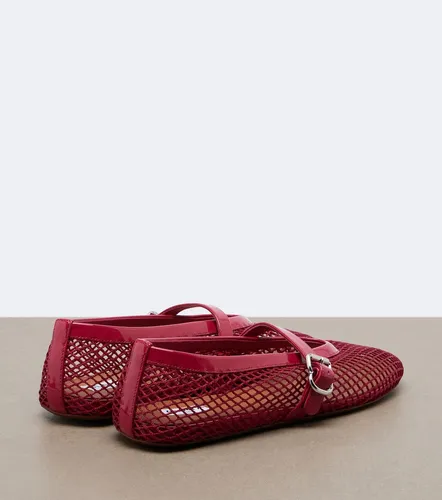 Leather-trimmed fishnet Mary Jane flats - Alaia - Modalova