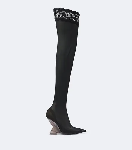 Cheope lace-trimmed mesh over-the-knee boots - The Attico - Modalova