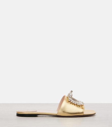 Adamantine embellished leather slides - Valentino Garavani - Modalova