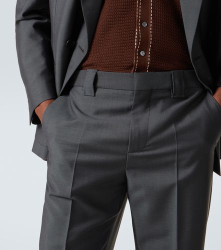 Cropped wool and mohair straight pants - Versace - Modalova