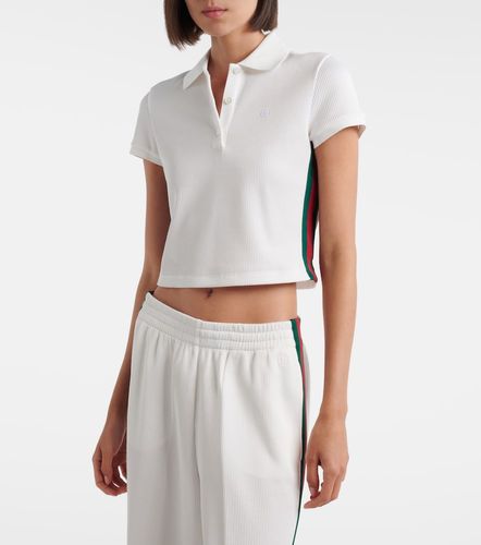 Polo cropped acanalado con Web y logo - Gucci - Modalova