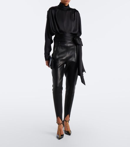 Blusa in raso di seta con fiocco - Balmain - Modalova