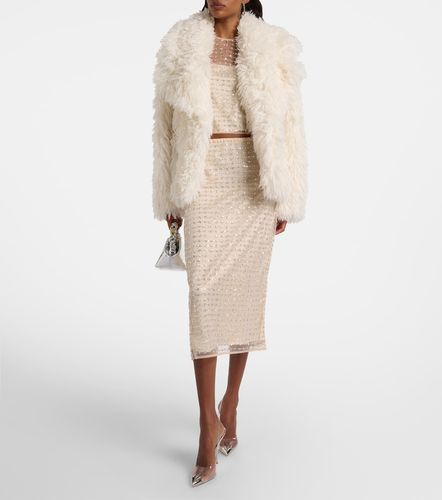 Gonna midi Ciara in tulle trasparente con perline - Staud - Modalova