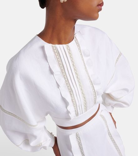Cropped-Bluse aus Leinen mit Spitze - Valentino - Modalova