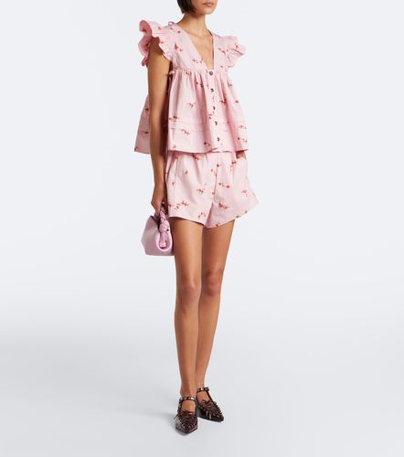 Ganni Floral cotton-blend top - Ganni - Modalova