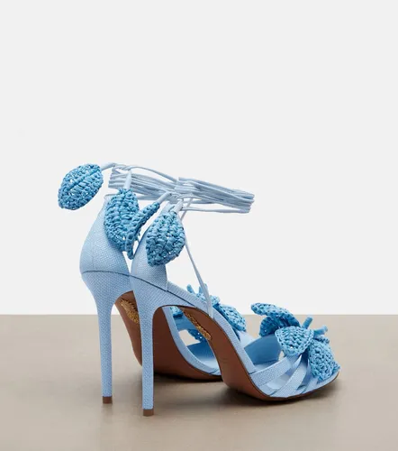 Calypso floral-applique raffia sandals - Aquazzura - Modalova