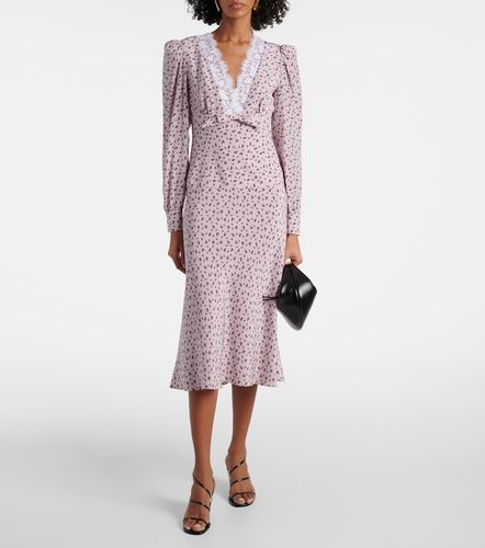 Abito midi in seta con pizzo - Alessandra Rich - Modalova