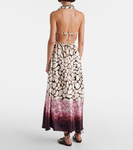 Vestido midi en sarga de seda con cuello halter - Dries Van Noten - Modalova