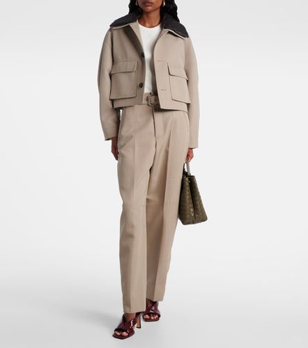 Cropped leather-trimmed wool jacket - Bottega Veneta - Modalova