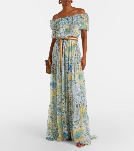 Vestido largo de chifón de seda con paisley - Etro - Modalova