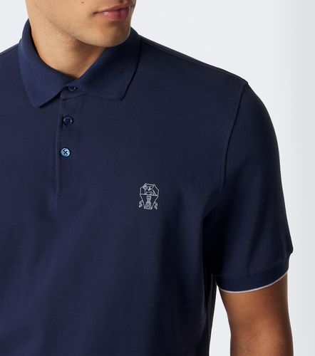 Polo de piqué de algodón con logo - Brunello Cucinelli - Modalova