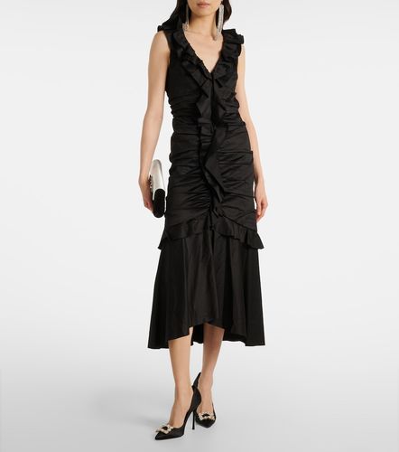 Abito midi in misto cotone con volant - Carolina Herrera - Modalova