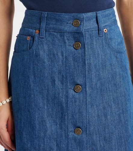 Falda midi de denim con flecos - Valentino - Modalova