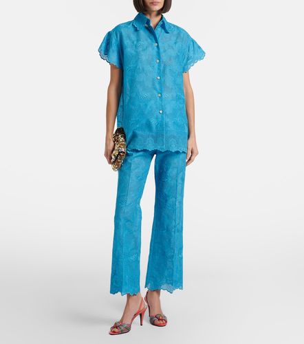 Pantalones rectos de algodón con bordado inglés - Valentino - Modalova
