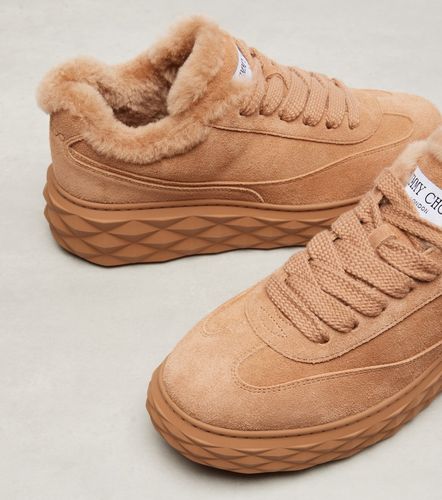 Diamond Maxi shearling-trimmed suede sneakers - Jimmy Choo - Modalova