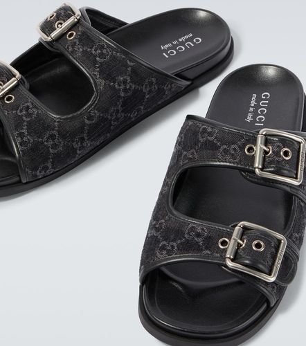 GG leather-trimmed canvas slides - Gucci - Modalova