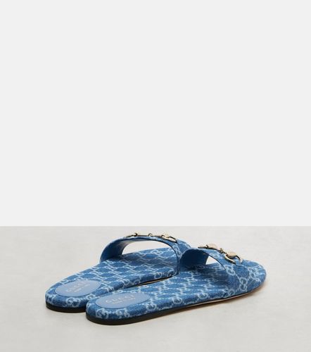 Gucci Horsebit GG denim slides - Gucci - Modalova
